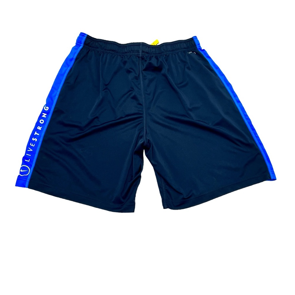 NIKE DRI-FIT NAVY WITH ROYAL BLUE STRIPES LIVESTRONG ATHLETIC TRAINING SHORTS